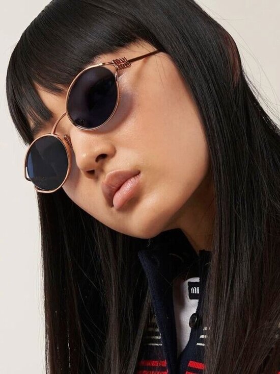 NEW MIU MIU MU52YS ZVF1V1 WOMEN SUNGLASSES SMU 52Y ZVF1V1 OVAL MU 52YS GOLD main image 4